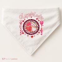 Lunch Lady Happy Valentine's Day Cafeteria Worker USA-Made Doggie Bandana thumb 0