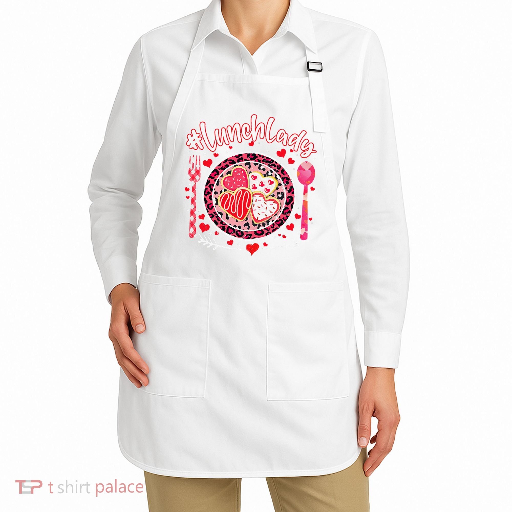 Lunch Lady Happy Valentine's Day Cafeteria Worker Apron