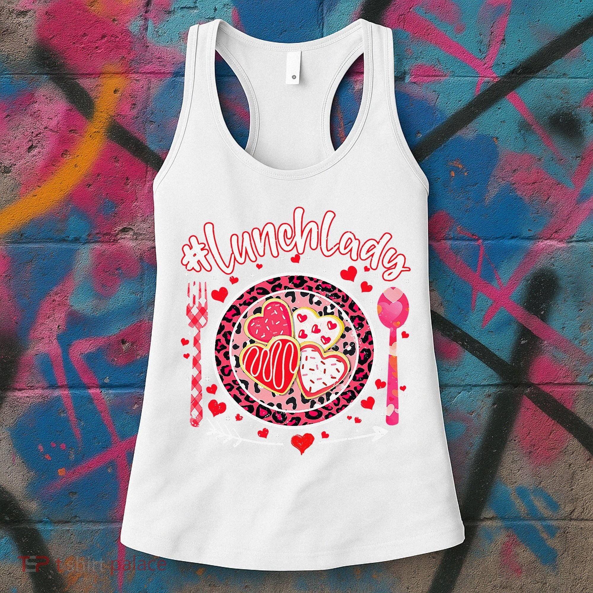 Lunch Lady Happy Valentine's Day Cafeteria Worker Women's Tank Top