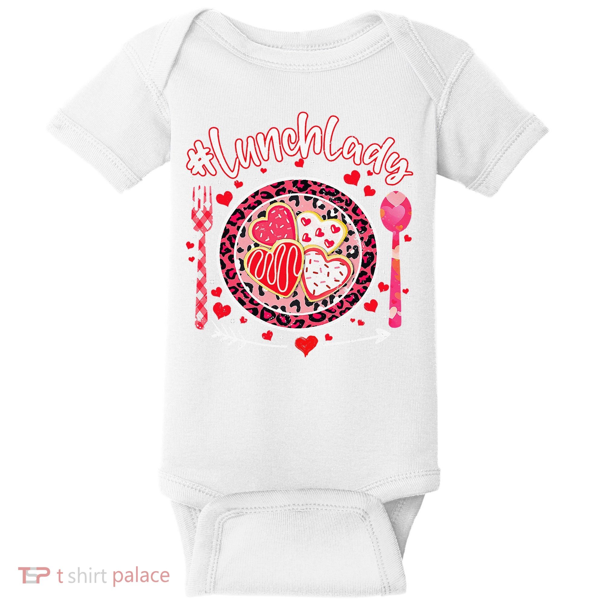 Lunch Lady Happy Valentine's Day Cafeteria Worker Baby Bodysuit