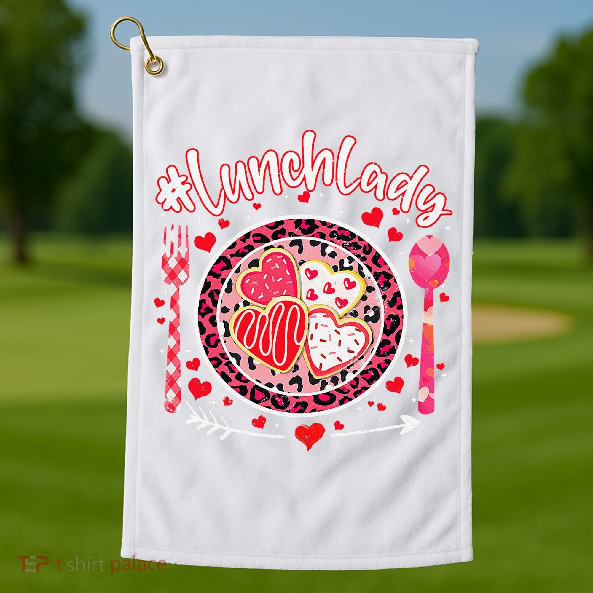 Lunch Lady Happy Valentine's Day Cafeteria Worker Golf Towel