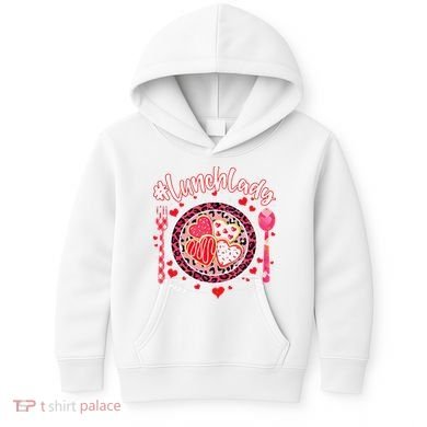 Lunch Lady Happy Valentine's Day Cafeteria Worker Kids Hoodie