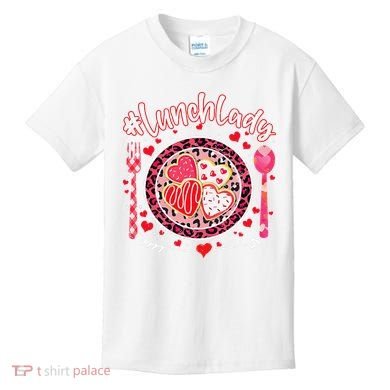 Lunch Lady Happy Valentine's Day Cafeteria Worker Kids T-Shirt