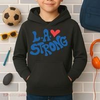 Love La Heart Los Angeles Strong Supportive Kids Hoodie thumb 2