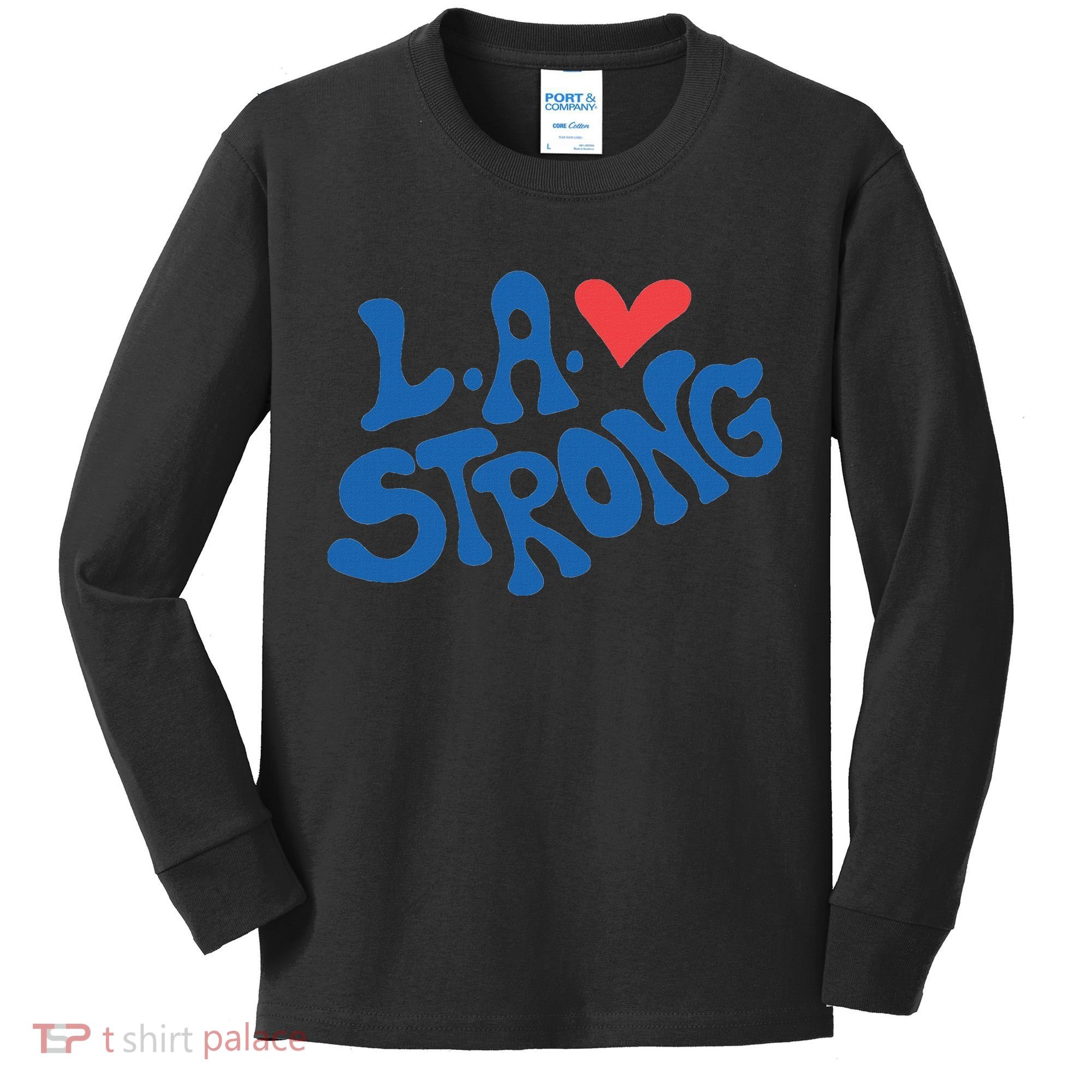 Love La Heart Los Angeles Strong Supportive Kids Long Sleeve Shirt