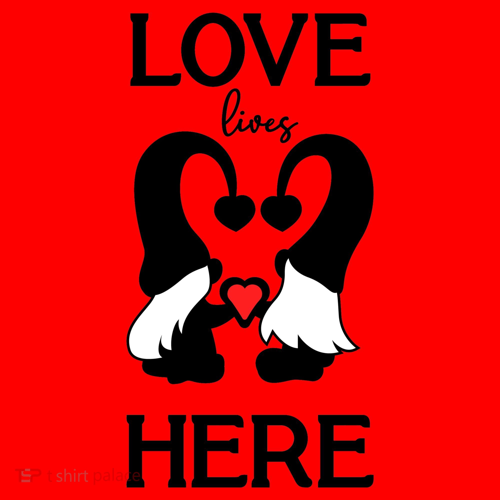 Love Lives Here Happy Valentines Gnome Heart Santa Hat