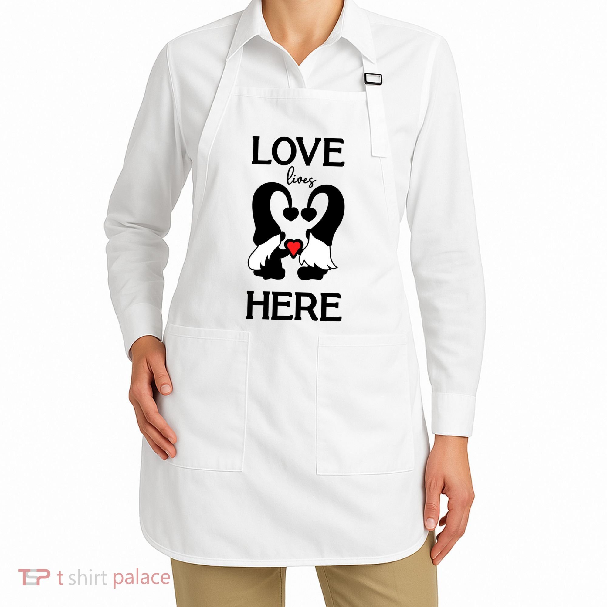Love Lives Here Happy Valentines Gnome Heart Apron