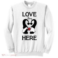 Love Lives Here Happy Valentines Gnome Heart Sweatshirt thumb 0
