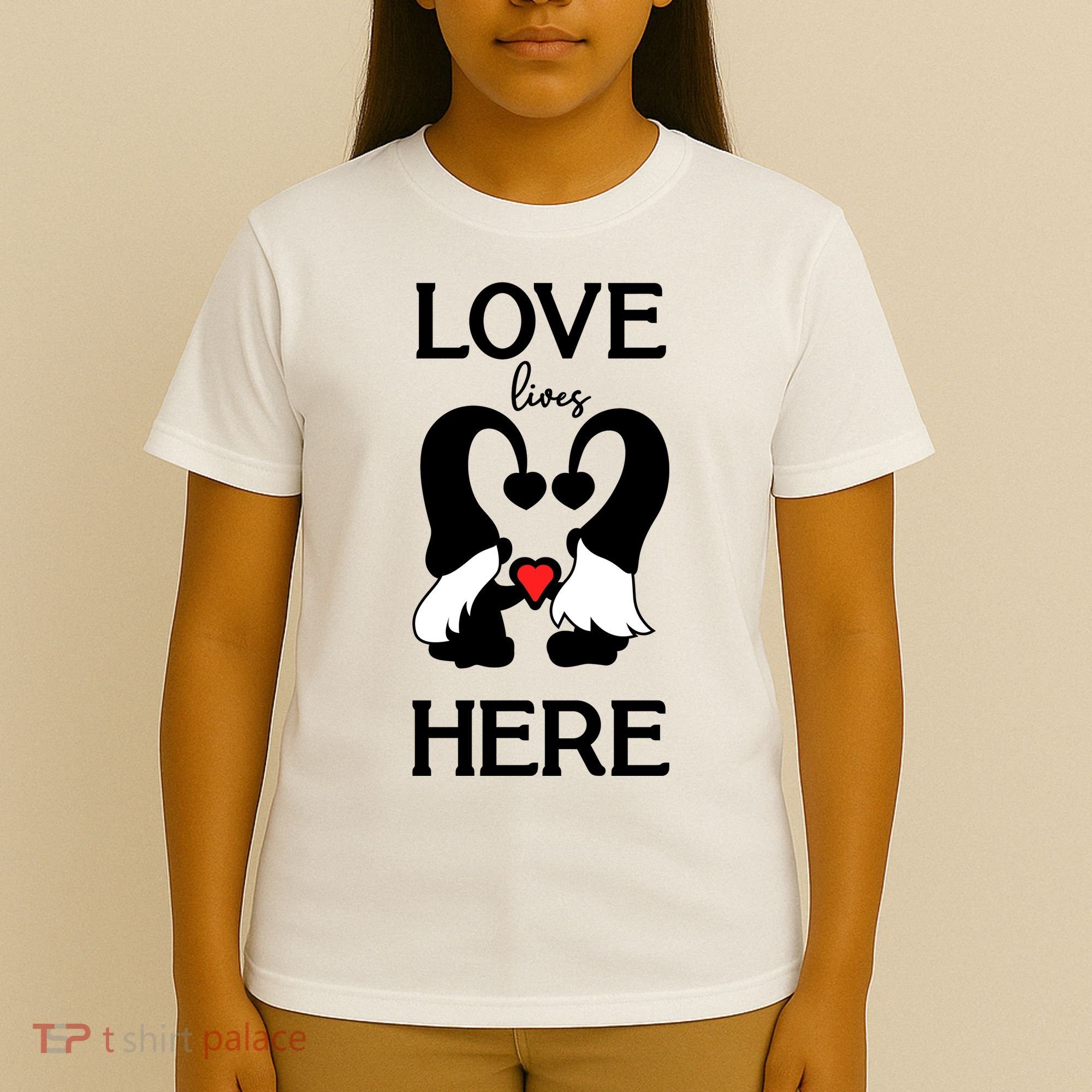 Love Lives Here Happy Valentines Gnome Heart T-Shirt