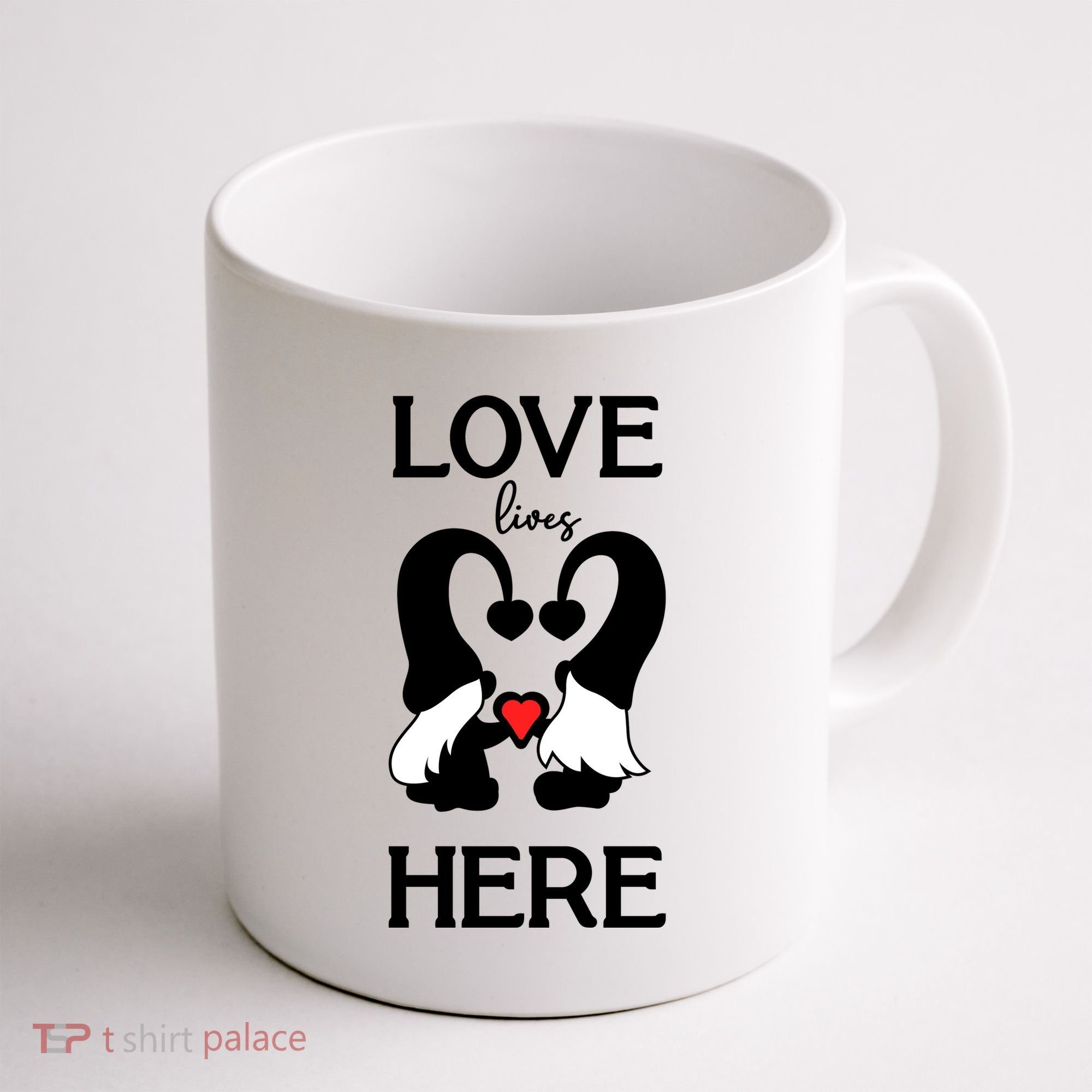 Love Lives Here Happy Valentines Gnome Heart Coffee Mug