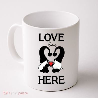 Love Lives Here Happy Valentines Gnome Heart Coffee Mug