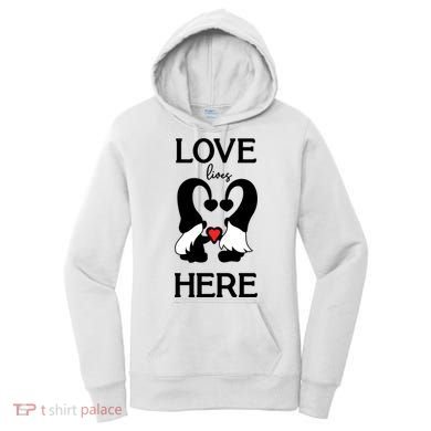 Love Lives Here Happy Valentines Gnome Heart Women's Hoodie