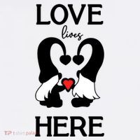 Love Lives Here Happy Valentines Gnome Heart Women's Hoodie thumb 2