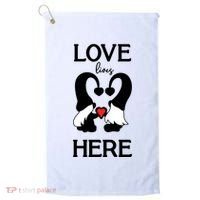 Love Lives Here Happy Valentines Gnome Heart Golf Towel thumb 0