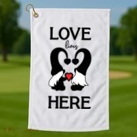 Love Lives Here Happy Valentines Gnome Heart Golf Towel thumb 1