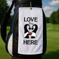 Love Lives Here Happy Valentines Gnome Heart Golf Towel thumb 2