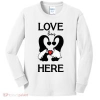 Love Lives Here Happy Valentines Gnome Heart Kids Long Sleeve Shirt thumb 0