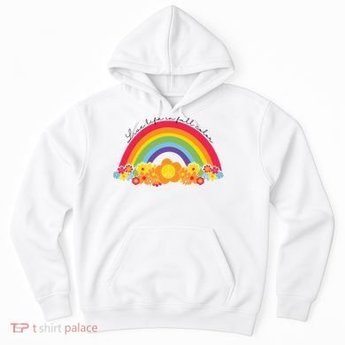 Live Life In Full Color Rainbow Peace Floral Hoodie