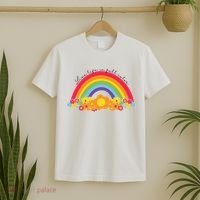 Live Life In Full Color Rainbow Peace Floral T-Shirt thumb 2