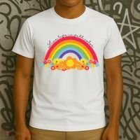 Live Life In Full Color Rainbow Peace Floral T-Shirt thumb 3