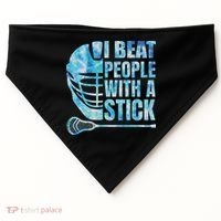 Lacrosse Lax I Beat People With A Stick USA-Made Doggie Bandana thumb 0
