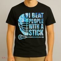 Lacrosse Lax I Beat People With A Stick T-Shirt thumb 3