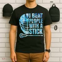 Lacrosse Lax I Beat People With A Stick T-Shirt thumb 6