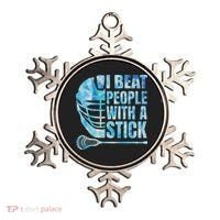 Lacrosse Lax I Beat People With A Stick Ornament thumb 0