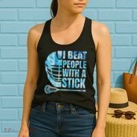 Lacrosse Lax I Beat People With A Stick Women's Tank Top thumb 2