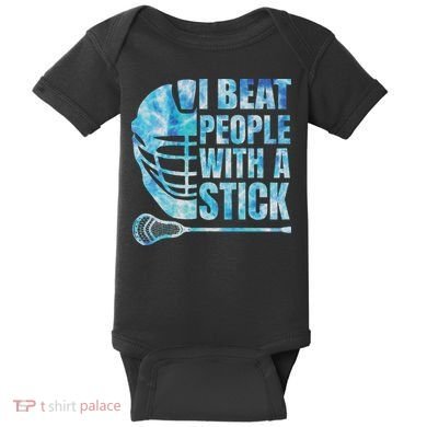 Lacrosse Lax I Beat People With A Stick Baby Bodysuit