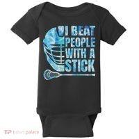 Lacrosse Lax I Beat People With A Stick Baby Bodysuit thumb 0