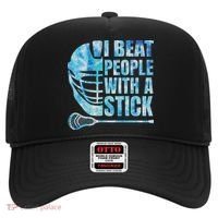 Lacrosse Lax I Beat People With A Stick Hat thumb 0