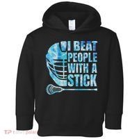 Lacrosse Lax I Beat People With A Stick Toddler Hoodie thumb 0