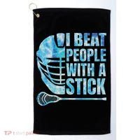 Lacrosse Lax I Beat People With A Stick Golf Towel thumb 0