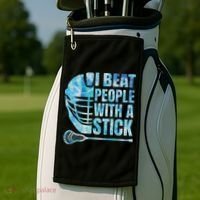 Lacrosse Lax I Beat People With A Stick Golf Towel thumb 2