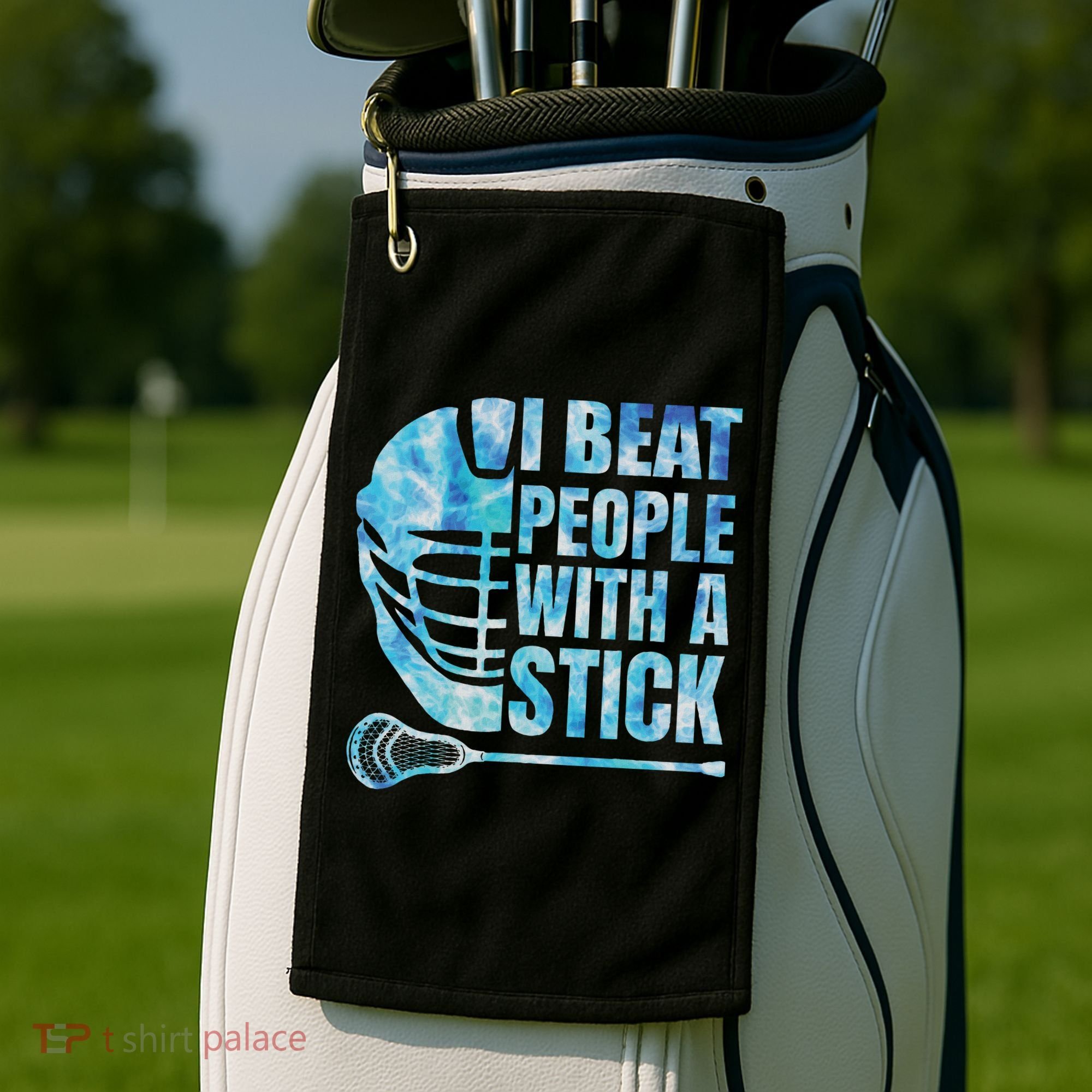 Lacrosse Lax I Beat People With A Stick Golf Towel