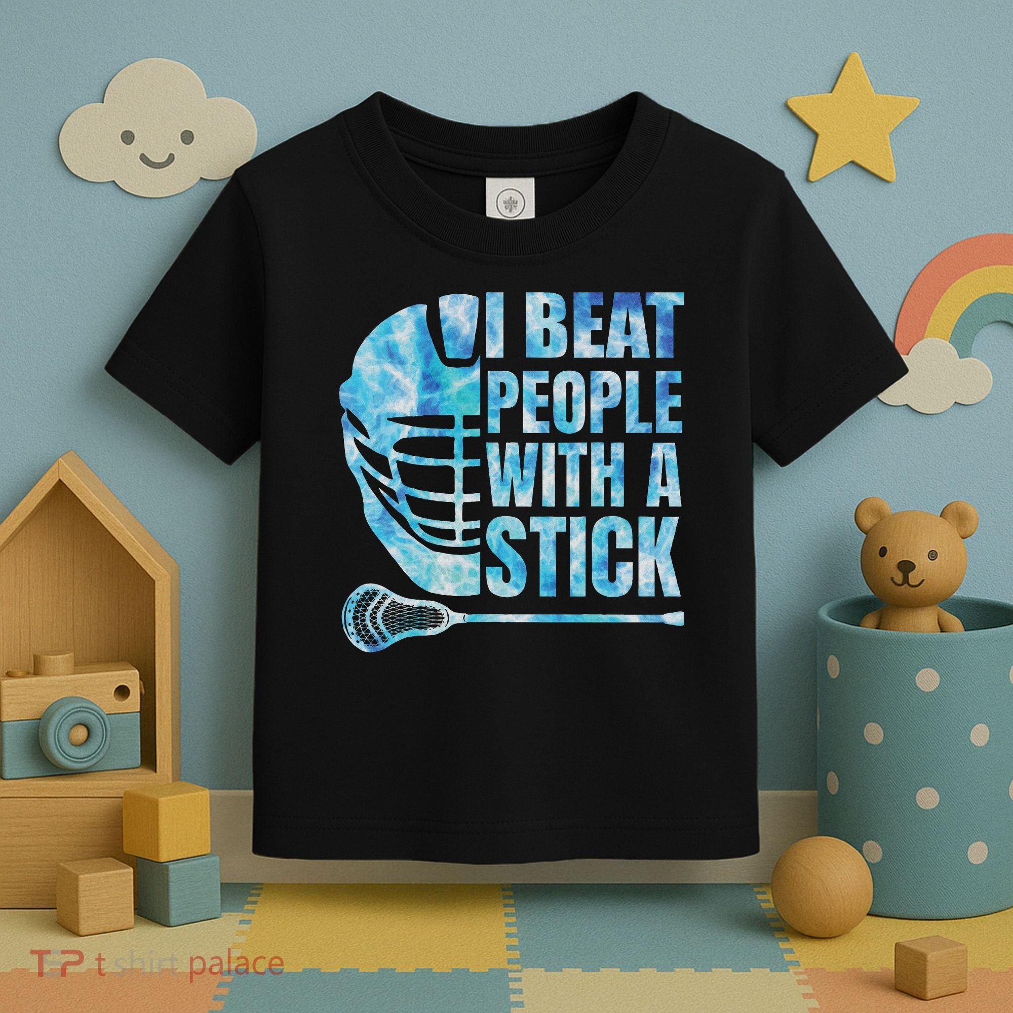 Lacrosse Lax I Beat People With A Stick Toddler T-Shirt