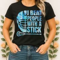 Lacrosse Lax I Beat People With A Stick Women's T-Shirt thumb 2