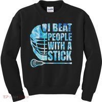 Lacrosse Lax I Beat People With A Stick Kids Sweatshirt thumb 0