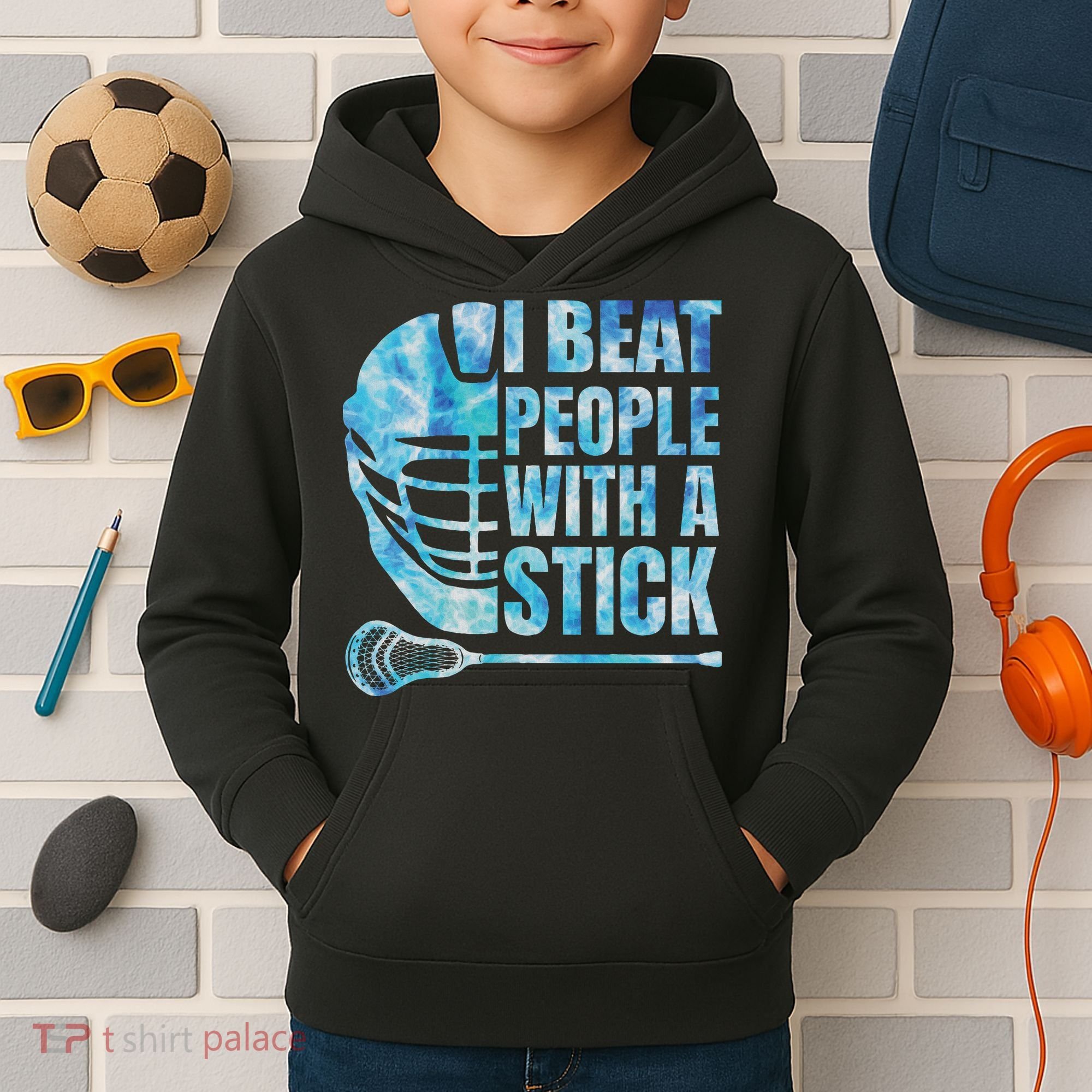 Lacrosse Lax I Beat People With A Stick Kids Hoodie