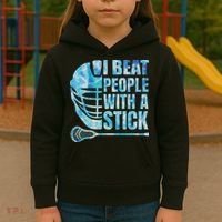 Lacrosse Lax I Beat People With A Stick Kids Hoodie thumb 3