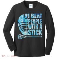 Lacrosse Lax I Beat People With A Stick Kids Long Sleeve Shirt thumb 0