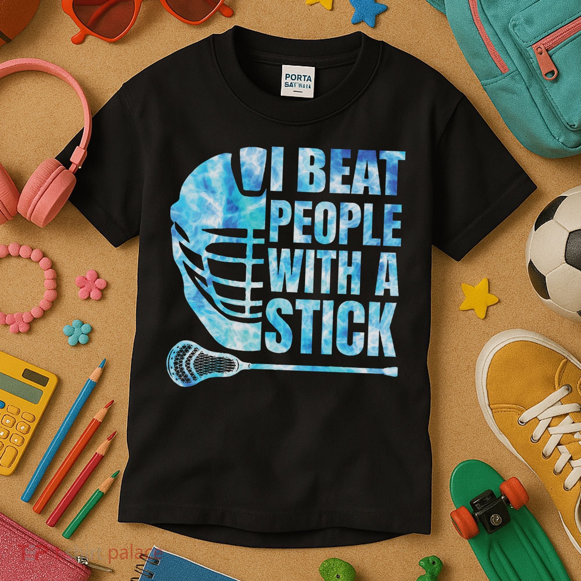 Lacrosse Lax I Beat People With A Stick Kids T-Shirt
