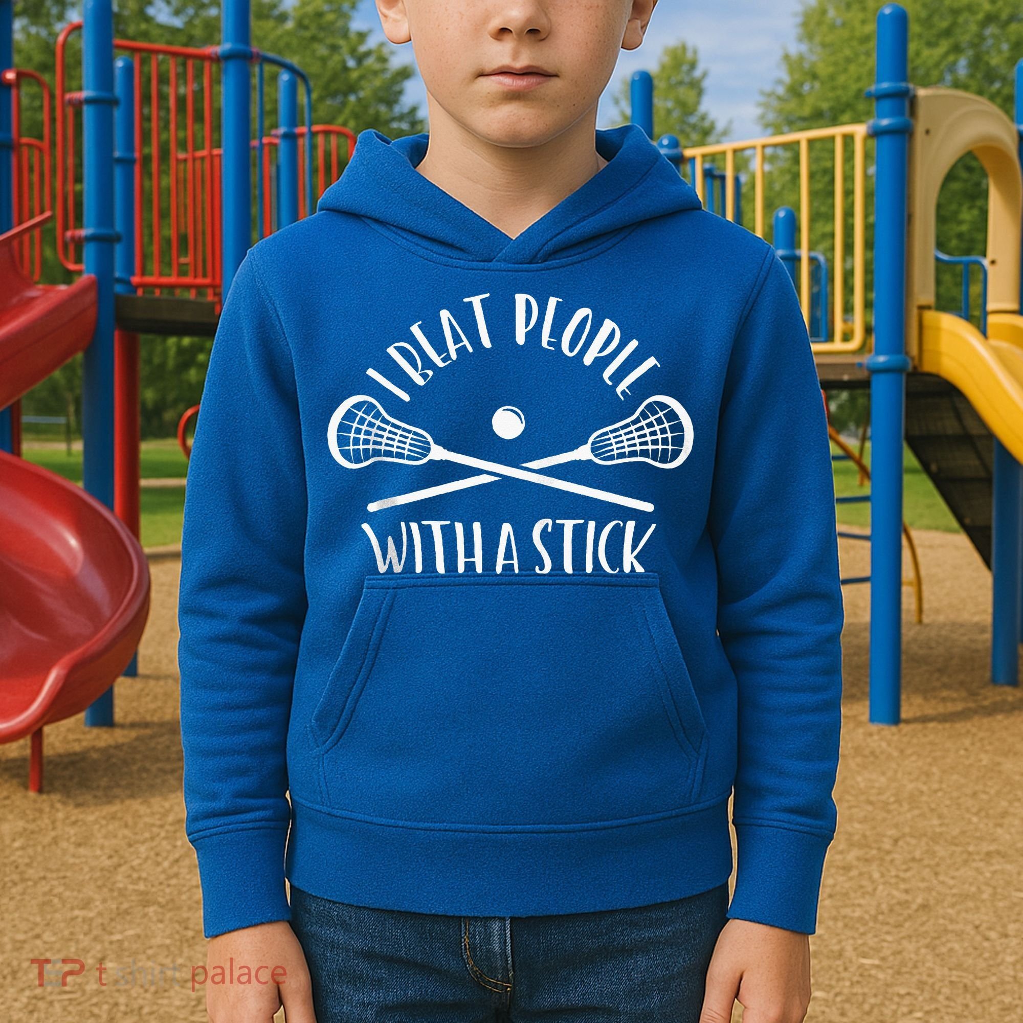 Lacrosse Lax I Beat People With A Stick Kids Hoodie