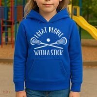 Lacrosse Lax I Beat People With A Stick Kids Hoodie thumb 3