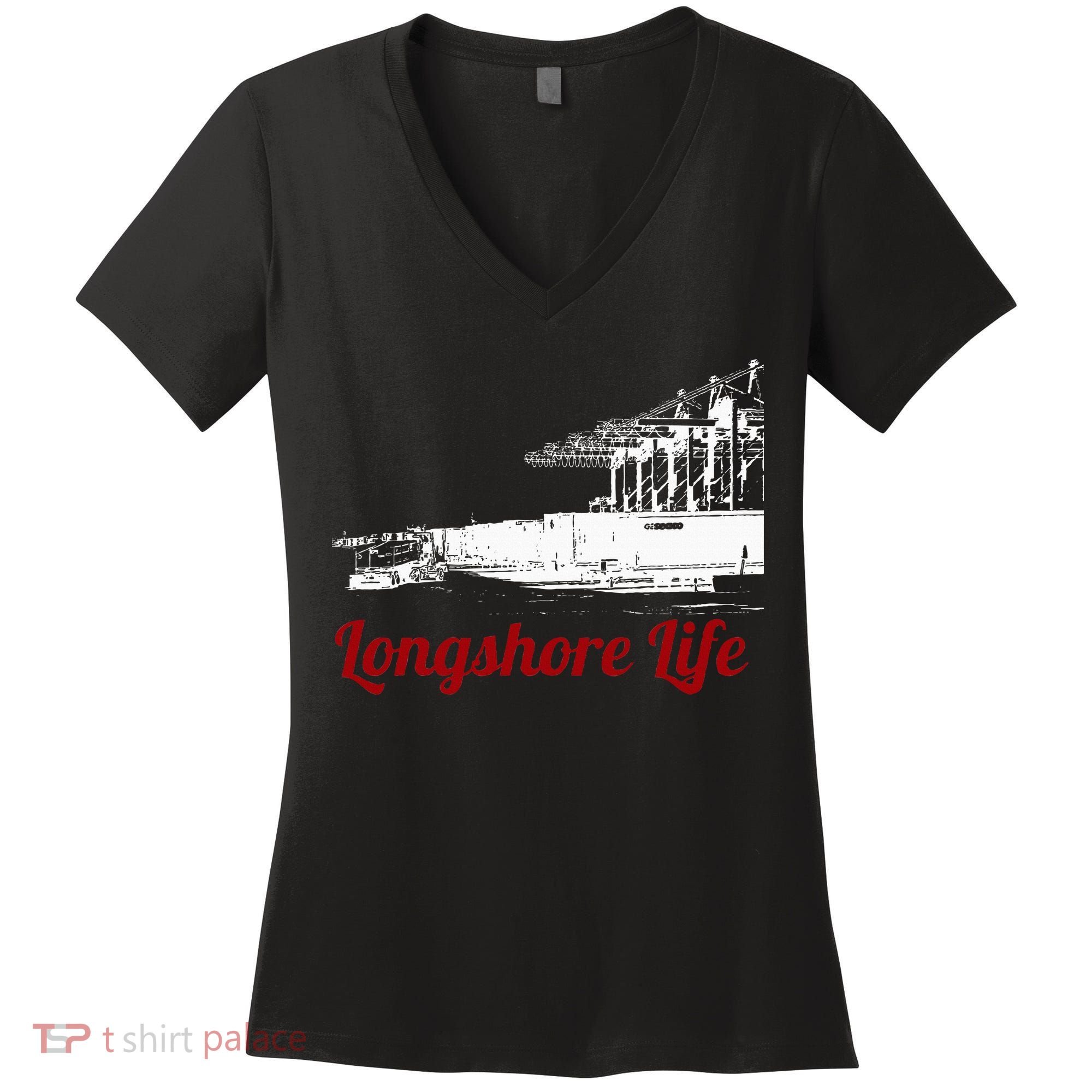 Longshore Life Ilwu Cranes Containers Utr Women's V-Neck T-Shirt
