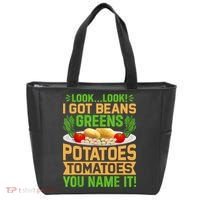 Look Look I Got Beans Greens Potatoes Tomatoes You Name It Tote Bag thumb 0