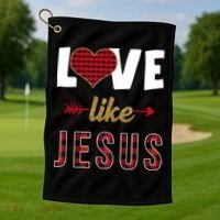 Love Like Jesus Cute Leopard Golf Towel thumb 1
