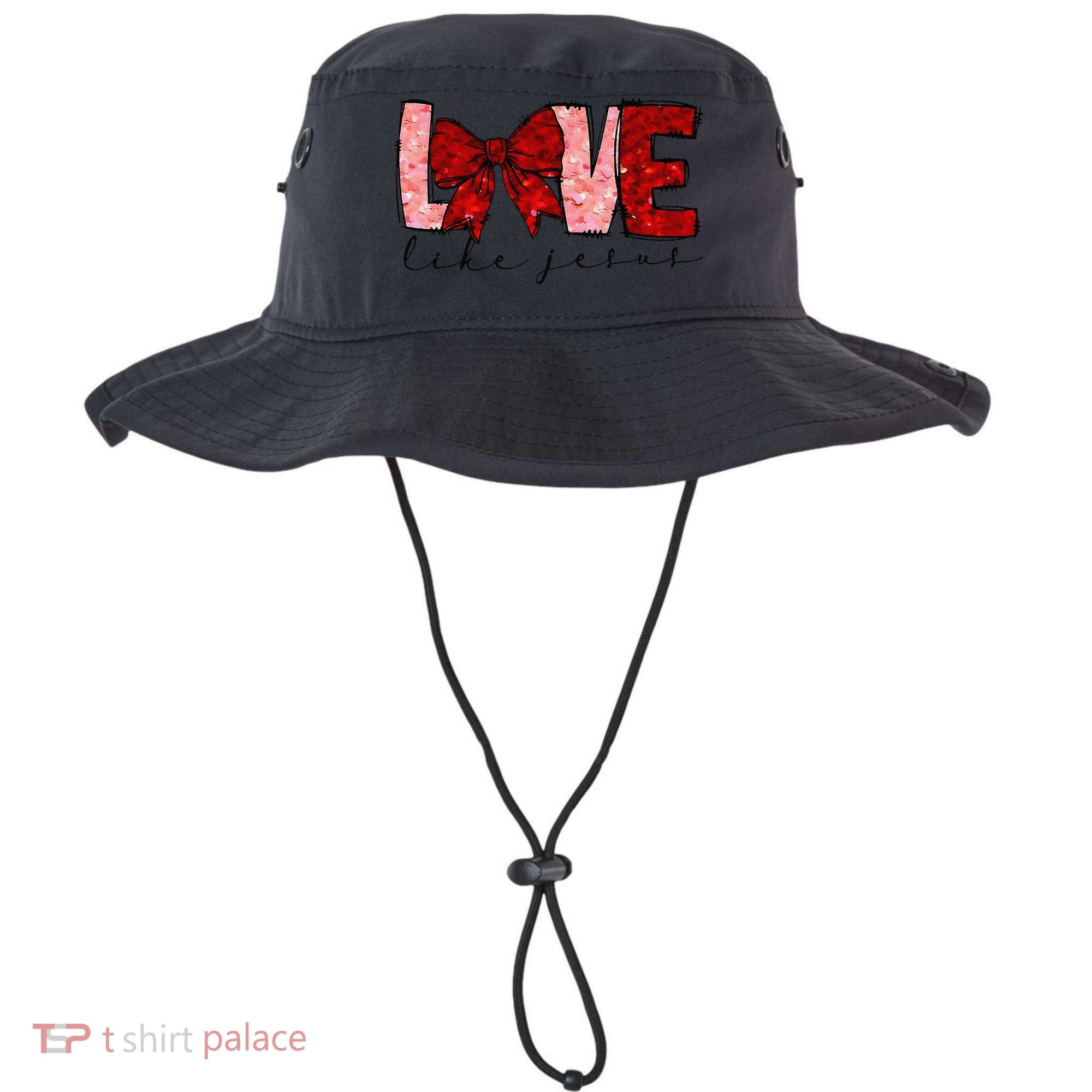 Love Like Jesus Coquette Bow Valentine Bucket Hat