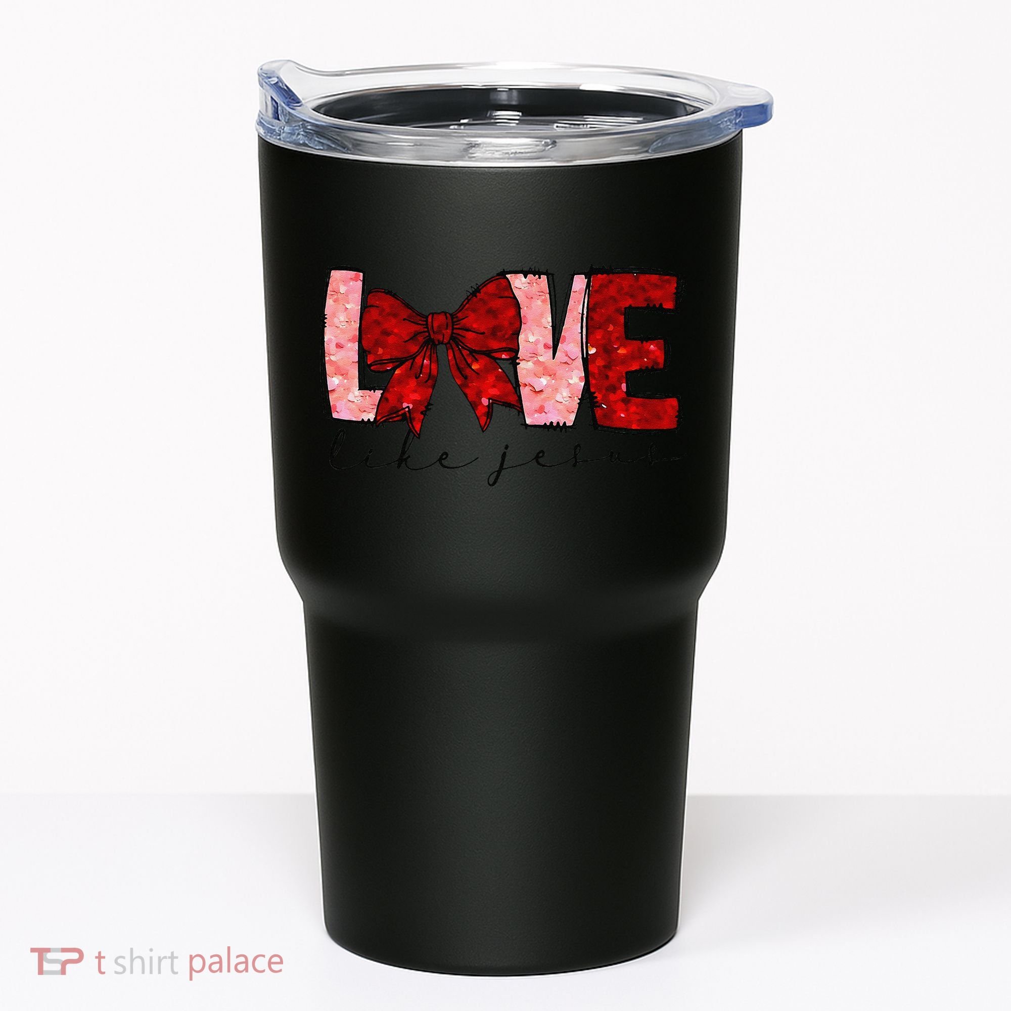 Love Like Jesus Coquette Bow Valentine Tumbler